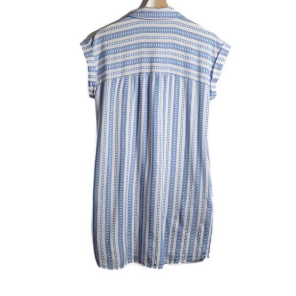 Loft White n Blue Dress with Pockets Size Small - Picture 4 of 7